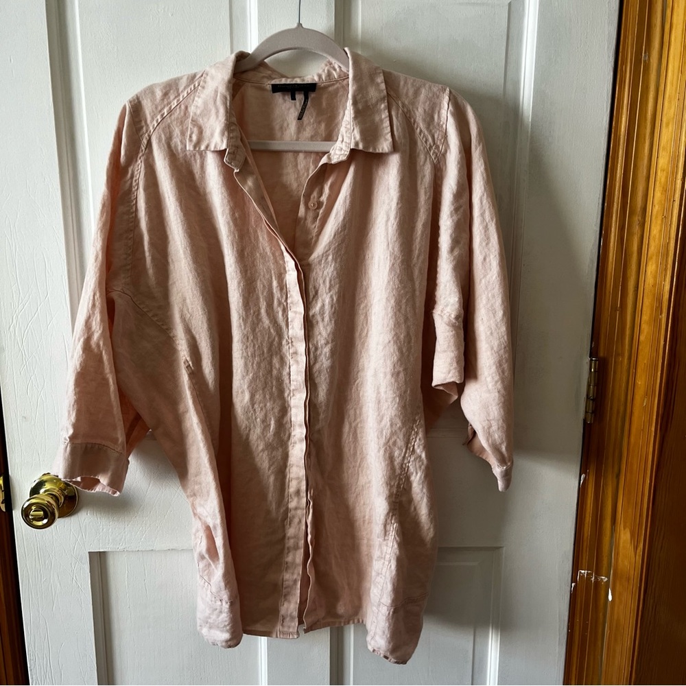 Donna Karan Salmon Oversized Linen Shirt